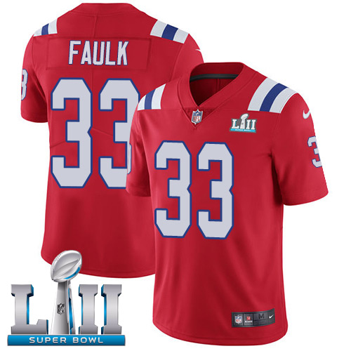 Nike Patriots #33 Kevin Faulk Red Alternate Super Bowl LII Men's Stitched NFL Vapor Untouchable Limited Jersey - Click Image to Close